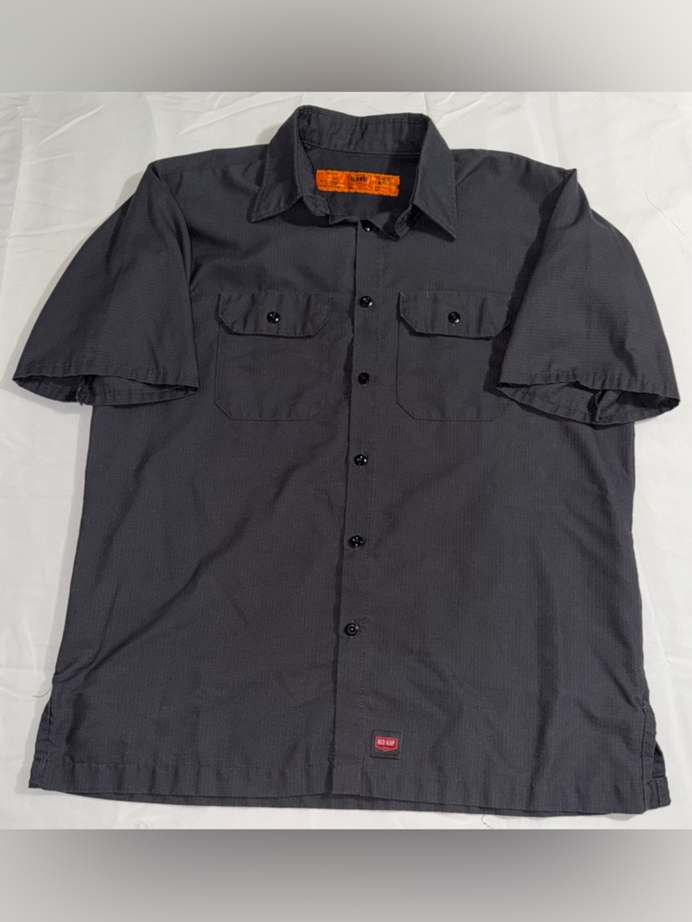 Red Kap Work Shirt Men’s Short Sleeve Button Up Gray Industrial Uniform